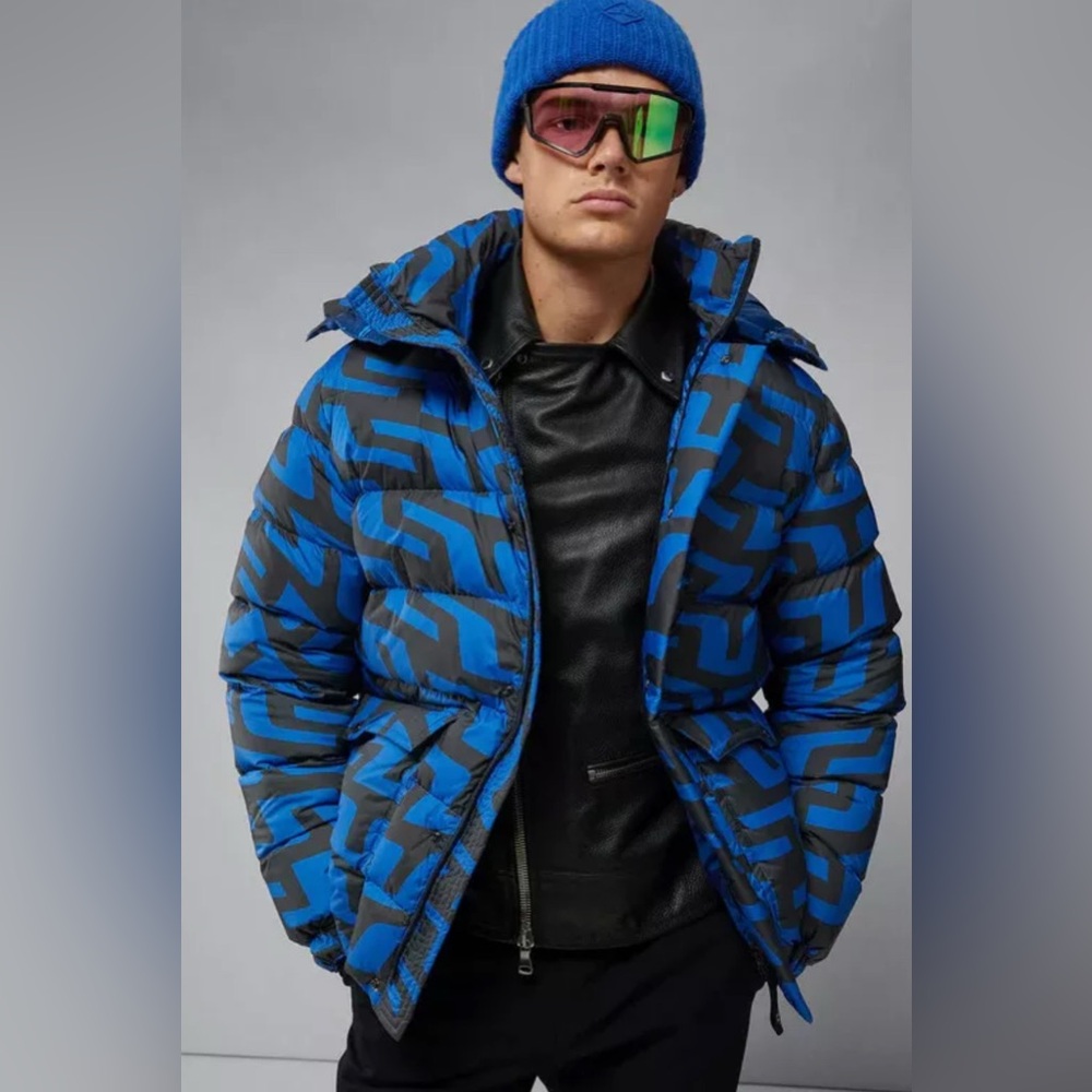 J Lindeberg Men's Sphere Print Down Jacket Blue Medium NEW